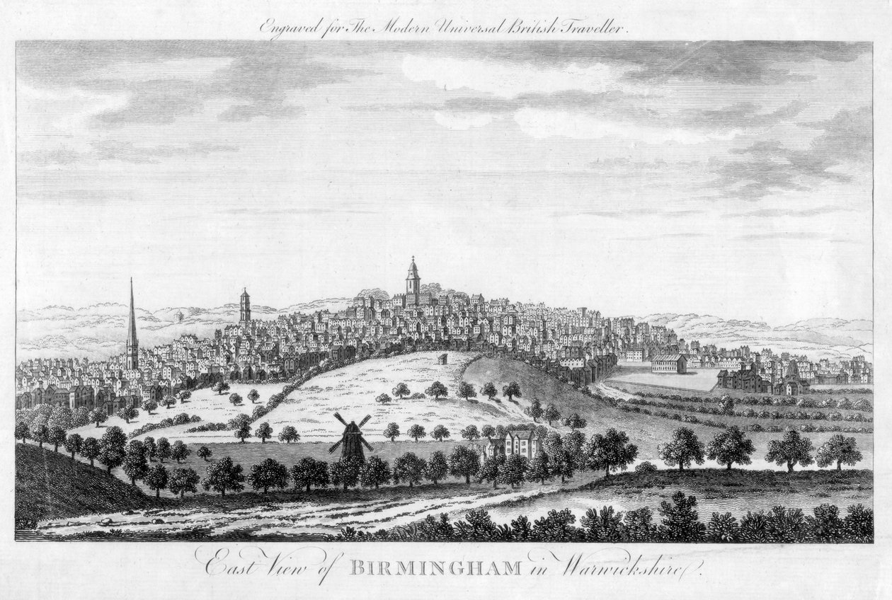 East View of Birmingham ve Warwickshire, 1779 od Unbekannt