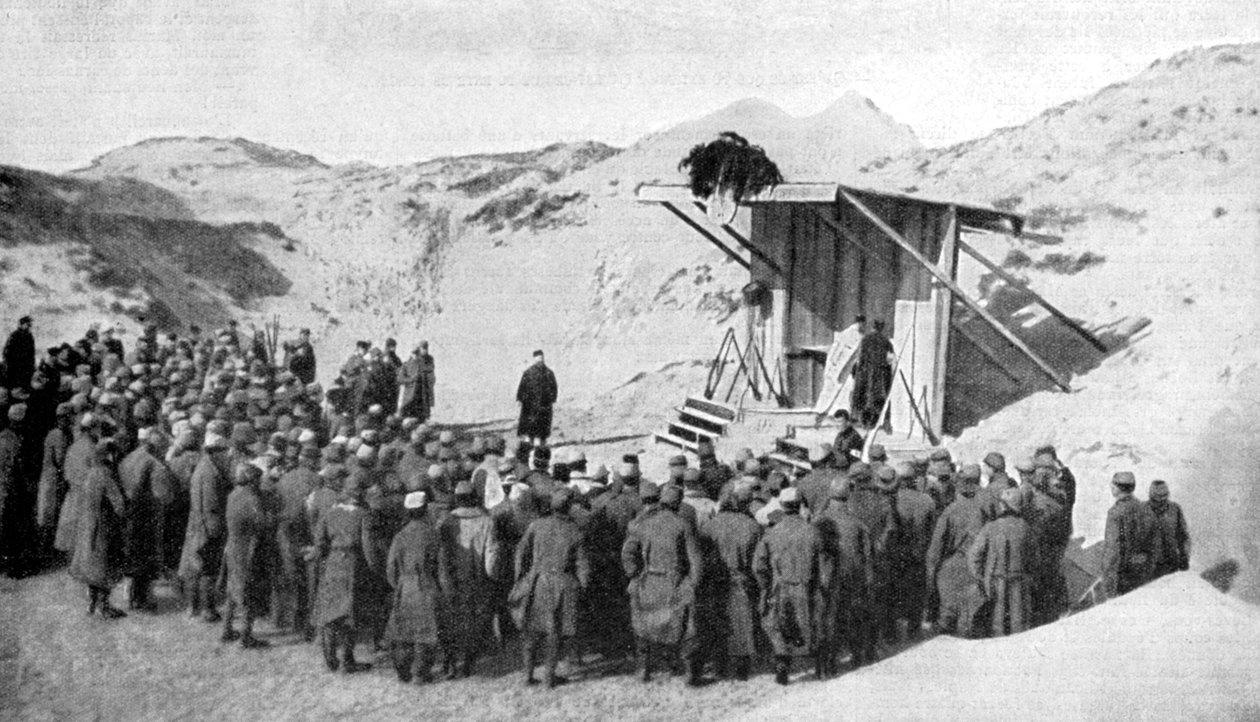 Velikonoční mše v dunách na plážích Belgie u Severního moře, první světová válka, 1915 od Unbekannt