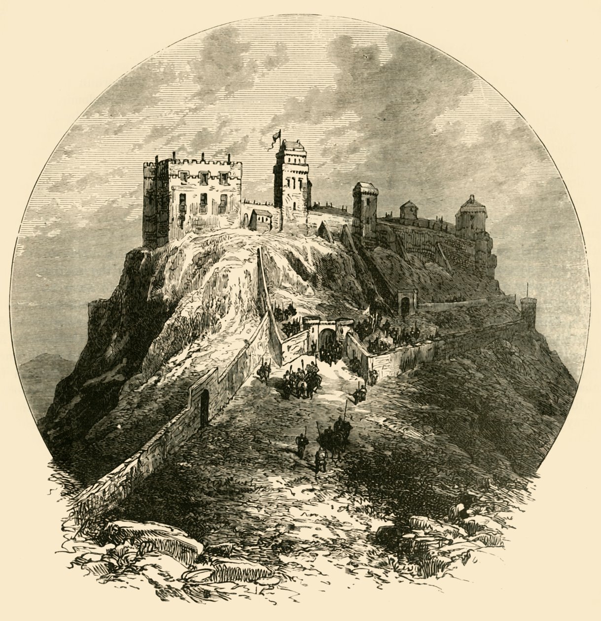 Hrad Edinburgh, jak to bylo před obléháním 1573, 1890. od Unbekannt