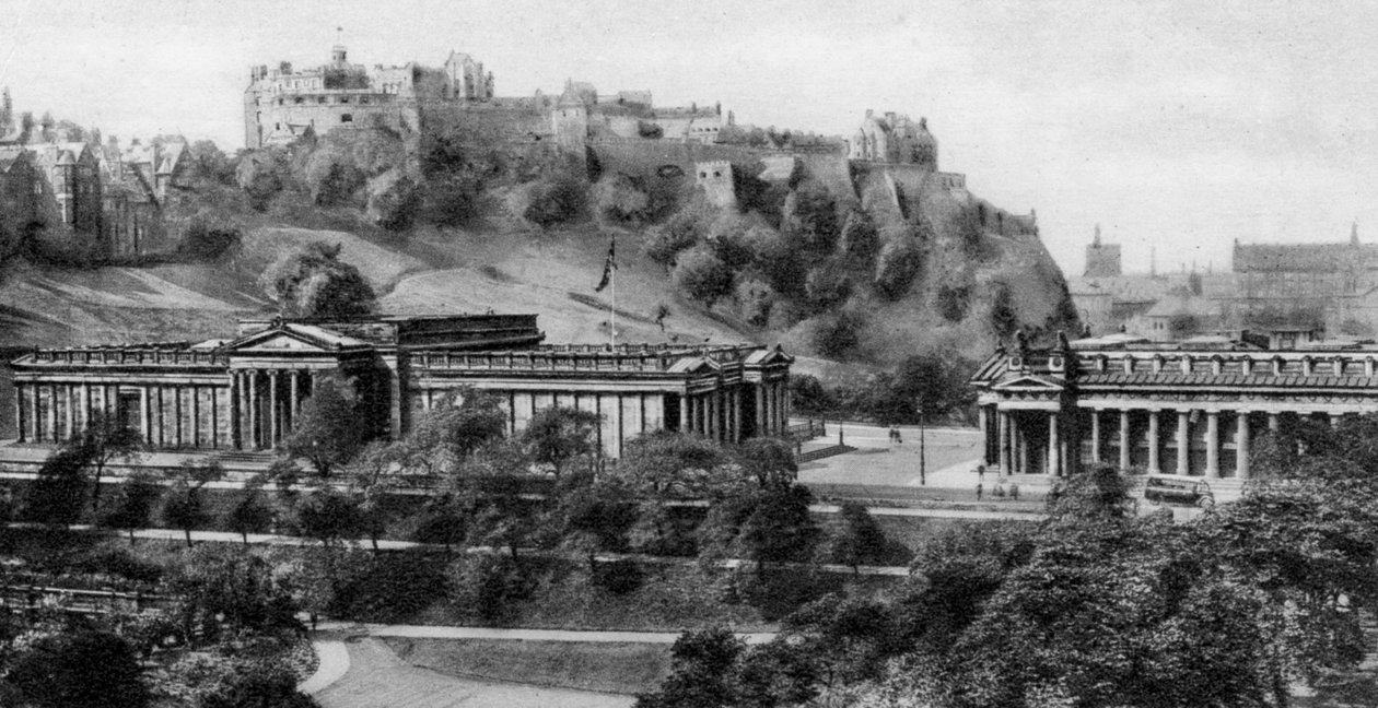 Edinburský hrad a národní galerie, Edinburgh, počátek 20. století od Unbekannt