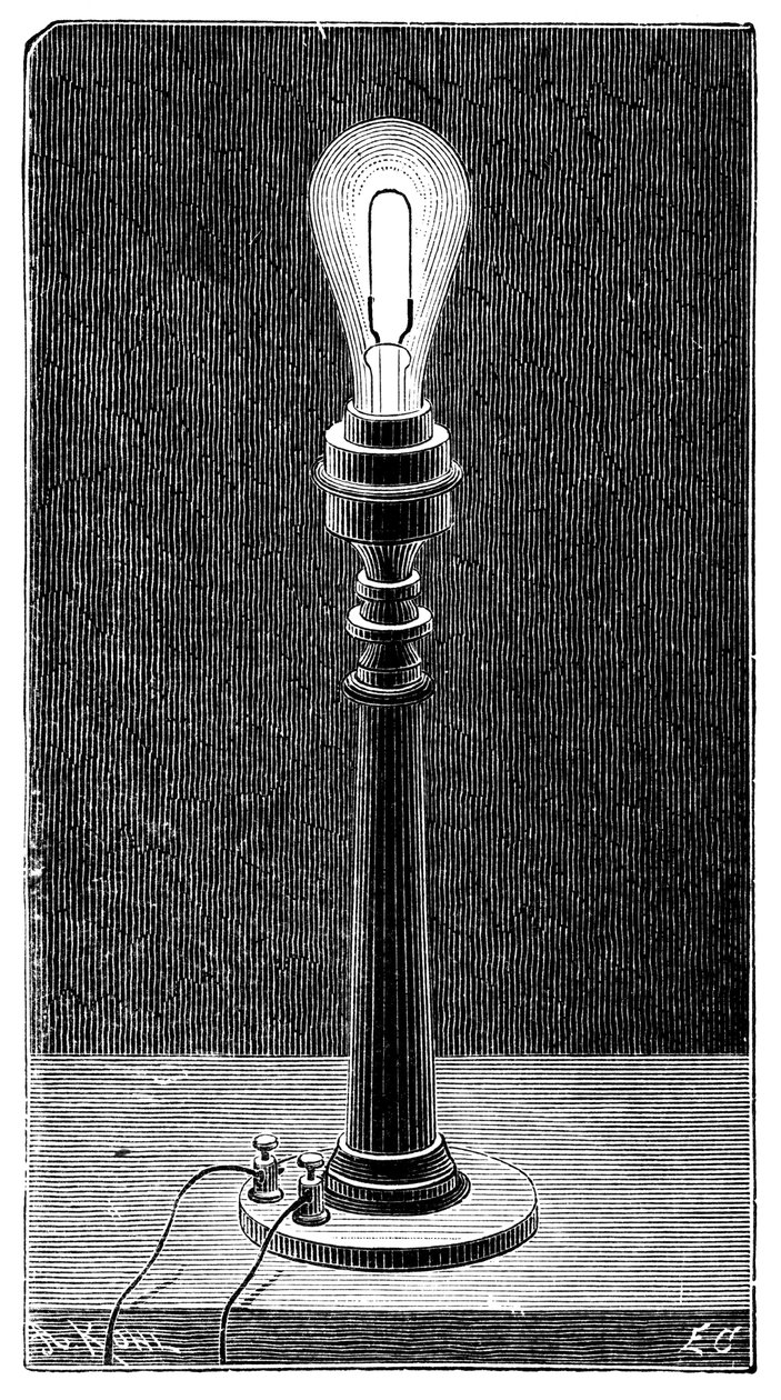 Žárovka Edisons v objímce stolní lampy, 1891 od Unbekannt