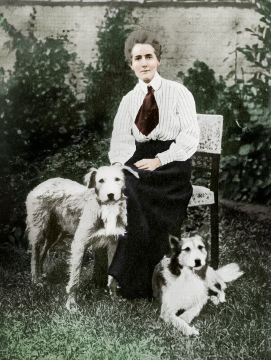 Edith Cavell se svými psími mazlíčky, c1915 od Unbekannt
