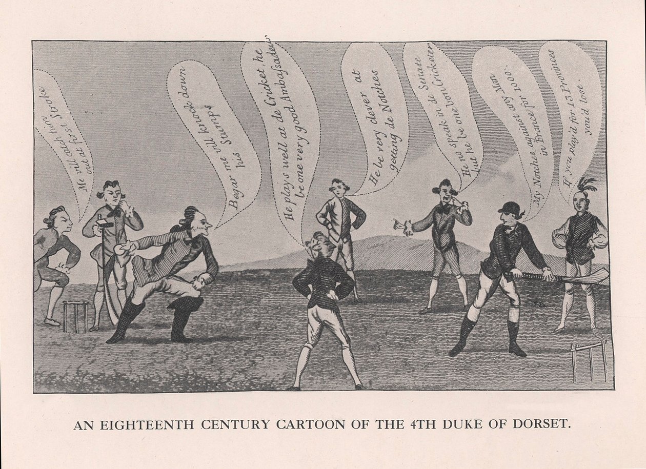 Edward Sackville 1591-1652, 4. vévoda z Dorsetu, hrající kriket, 18. století 1912 od Unbekannt