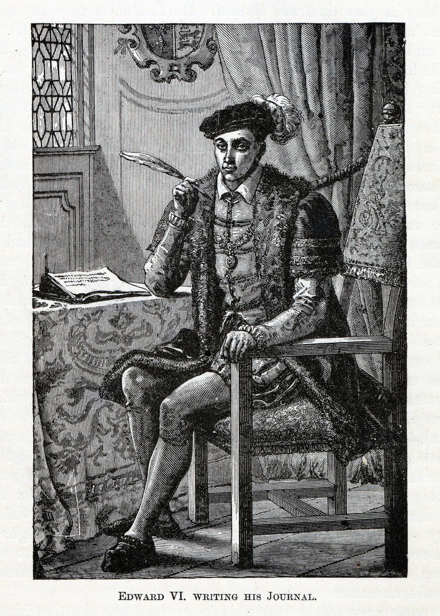 Edward VI píšící svůj deník, 1882 od Unbekannt