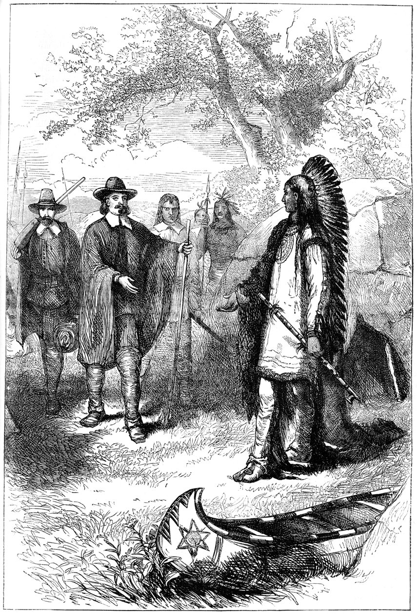 Edward Winslows návštěva Massasoit, 17. století c1880 od Unbekannt