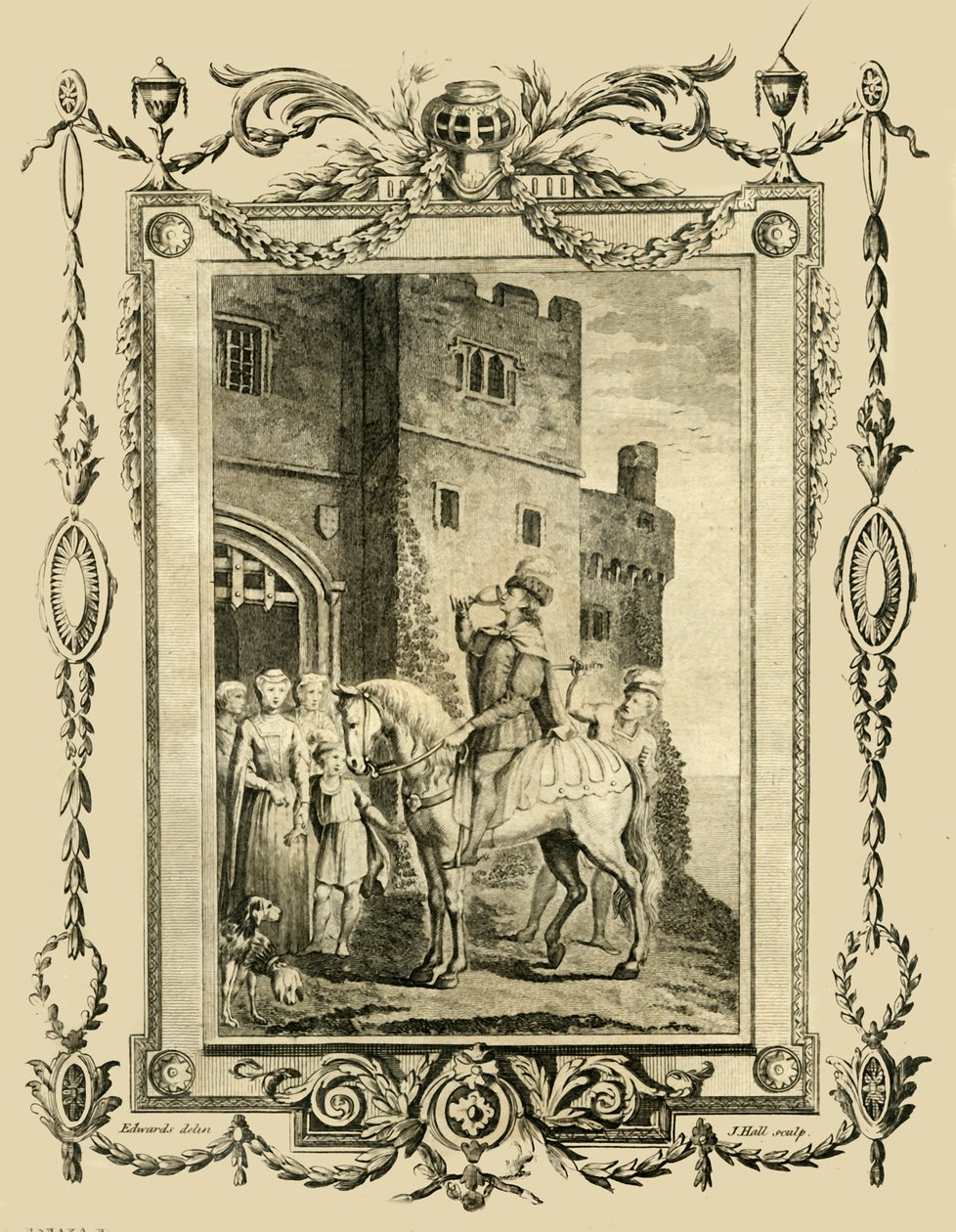 Edward Mučedník pobodán na příkaz své nevlastní matky Elfridy na zámku Corfe, 978, 1783. od Unbekannt