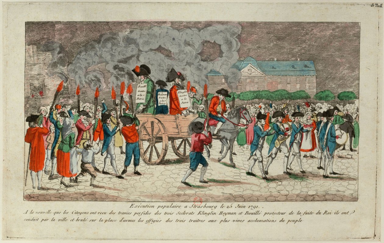 Podobizna Spálení Klinglina, Heymanna a Bouille dne 25. června 1791 ve Štrasburku, 1791. od Unbekannt