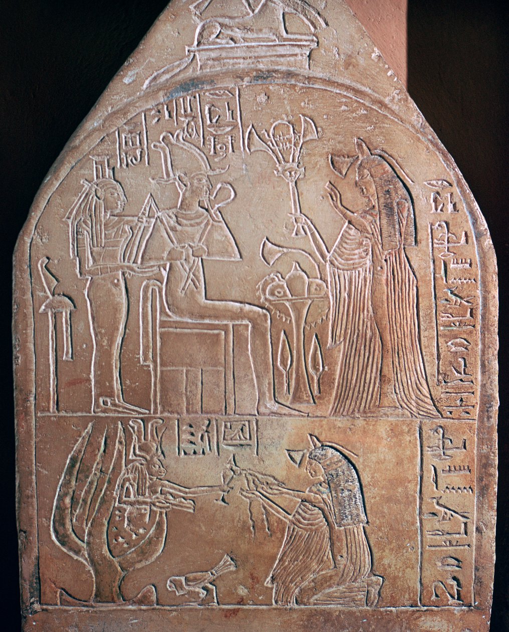Egyptský detail pohřební stély zpěváka v Amonově chrámu od Unbekannt
