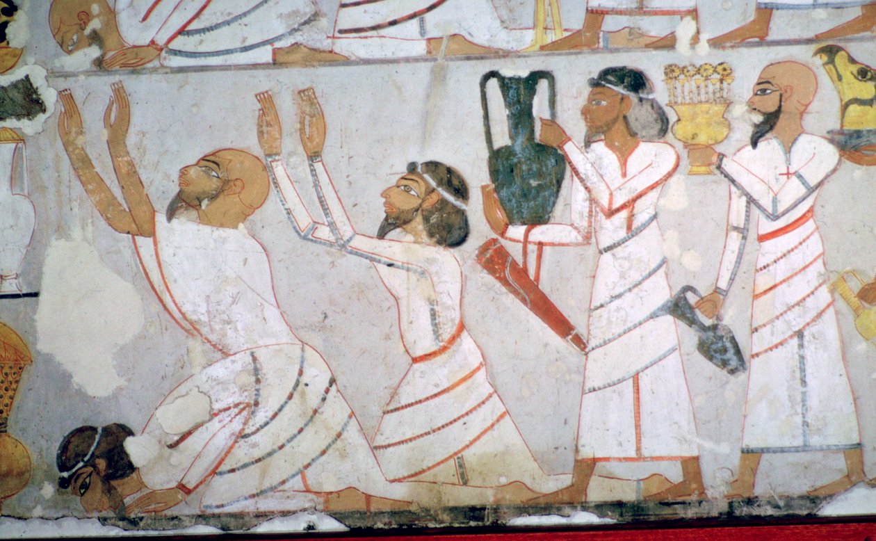 Egyptská nástěnná malba znázorňující prezentaci pocty semitskými vyslanci od Unbekannt