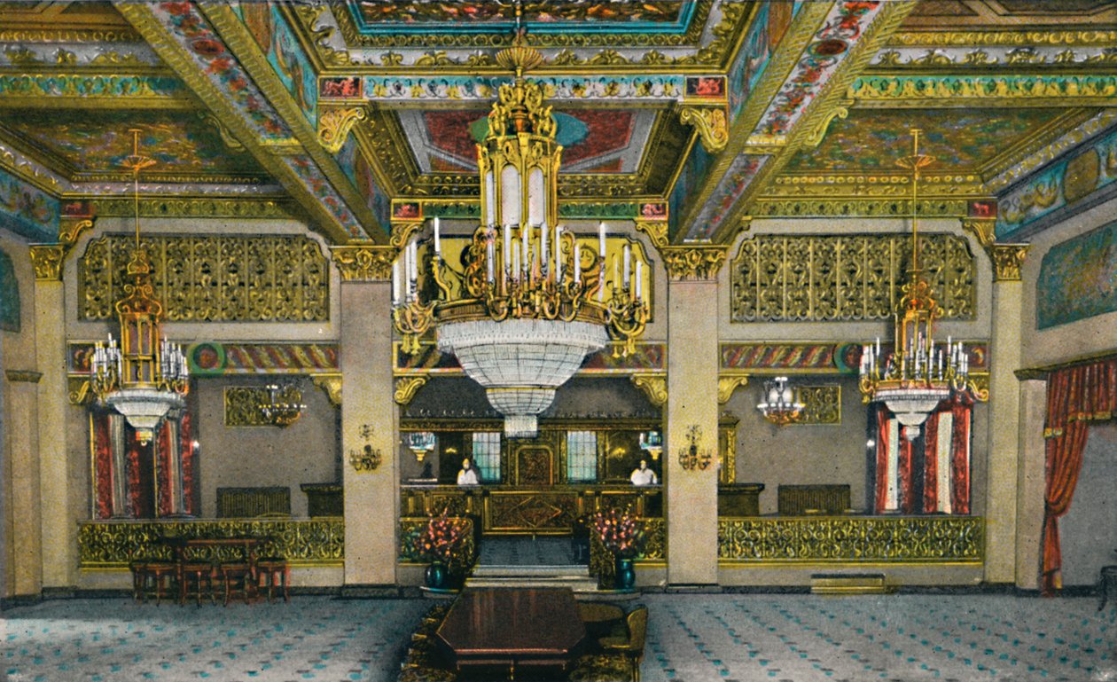 Propracovaný interiér kasina a slavného zlatého baru, Hotel Agua Caliente, c1939 od Unbekannt