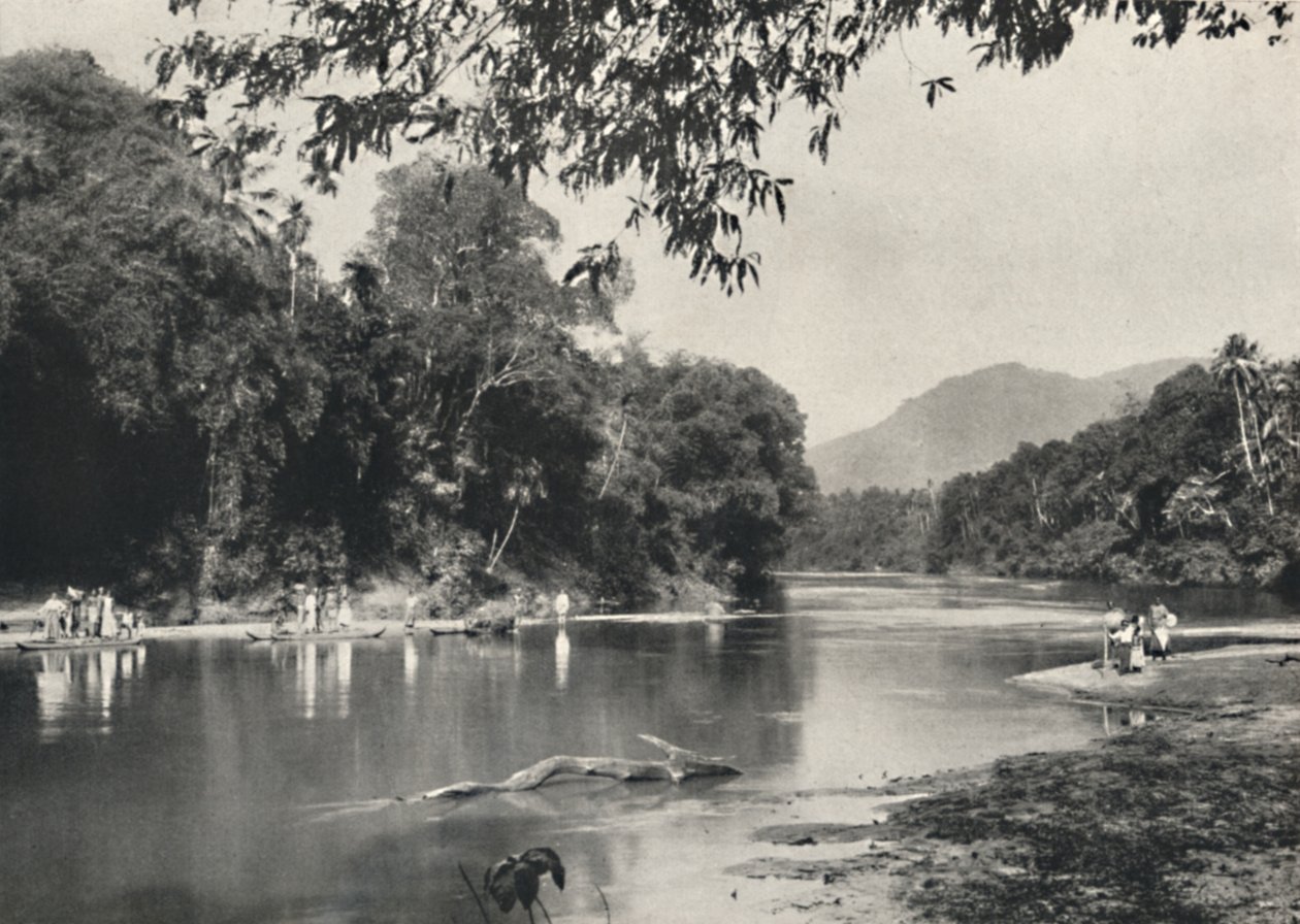 Místo ke koupání slonů na Mahavaliganga poblíž Kandy, 1926 od Unbekannt
