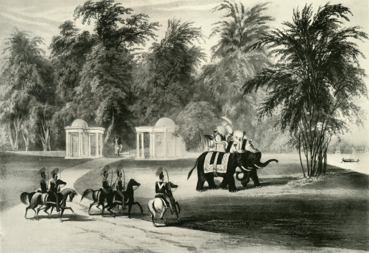 Sloni a tělesná stráž v parku Barrackpore, 1820, 1925. od Unbekannt