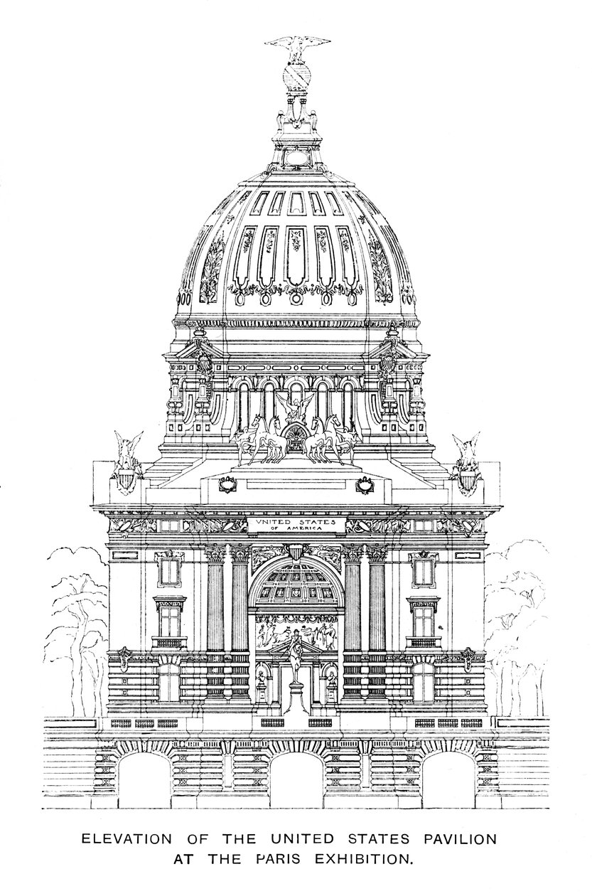 Povýšení pavilonu Spojených států na pařížské výstavě, 1900 od Unbekannt