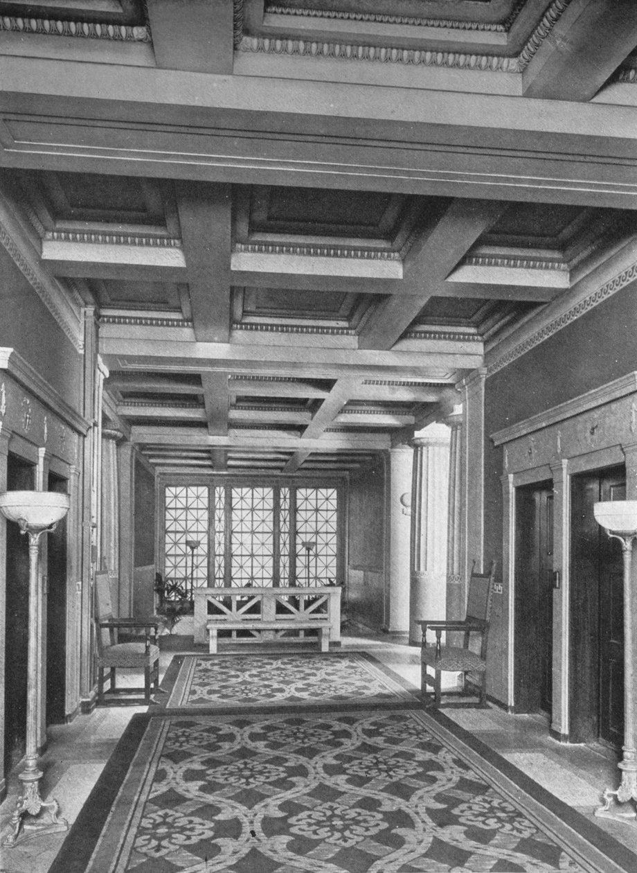 Lobby výtahu, první patro, budova Fraternity Clubs, New York City, 1924 od Unbekannt