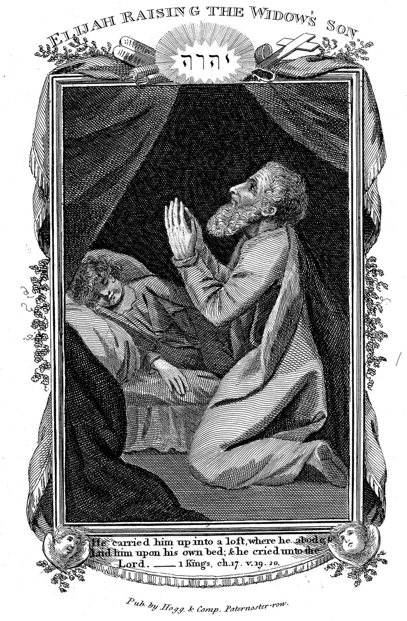 Eliáš vychovává syna vdovy, c1808 od Unbekannt