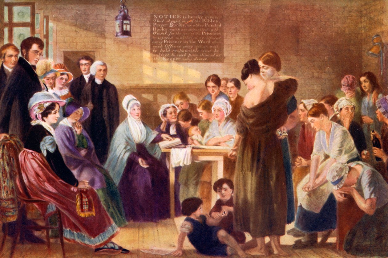 Elizabeth Fry 1780-1845 na návštěvě věznice Newgate, 1926 od Unbekannt