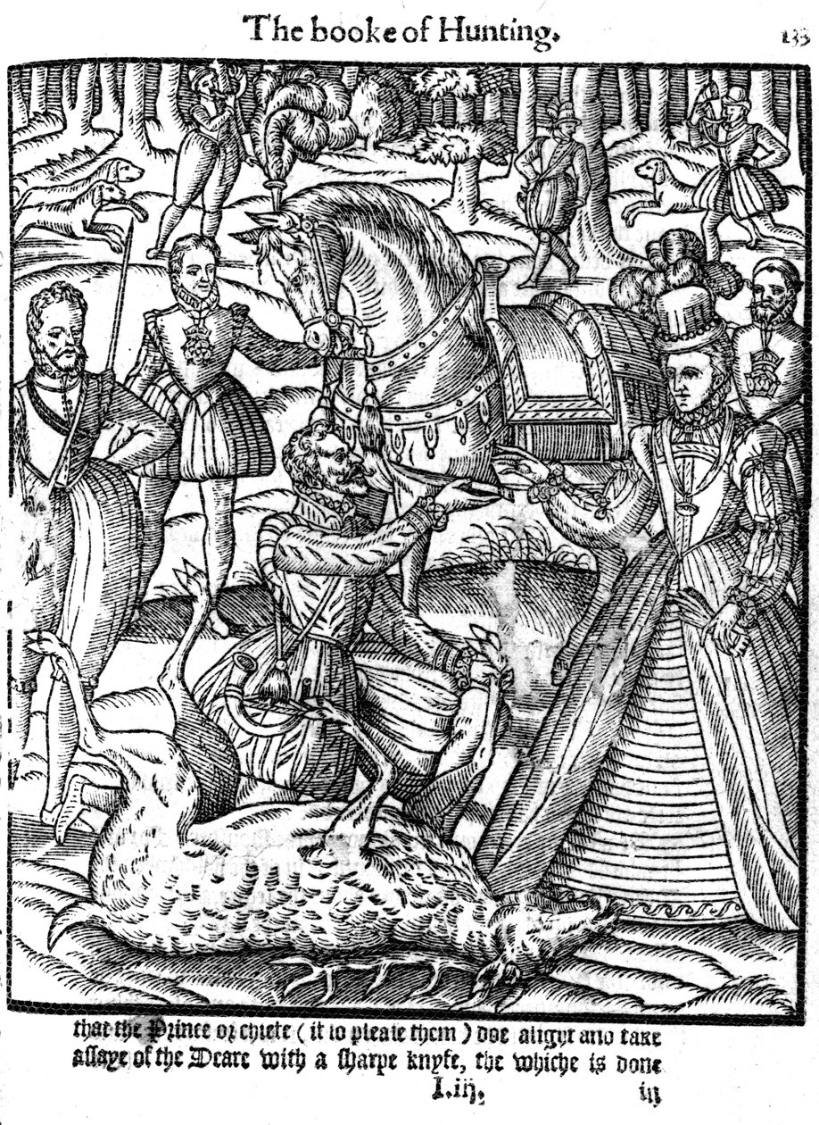 Alžběta I. provádějící obřad zkoušení jelena, 1576 od Unbekannt