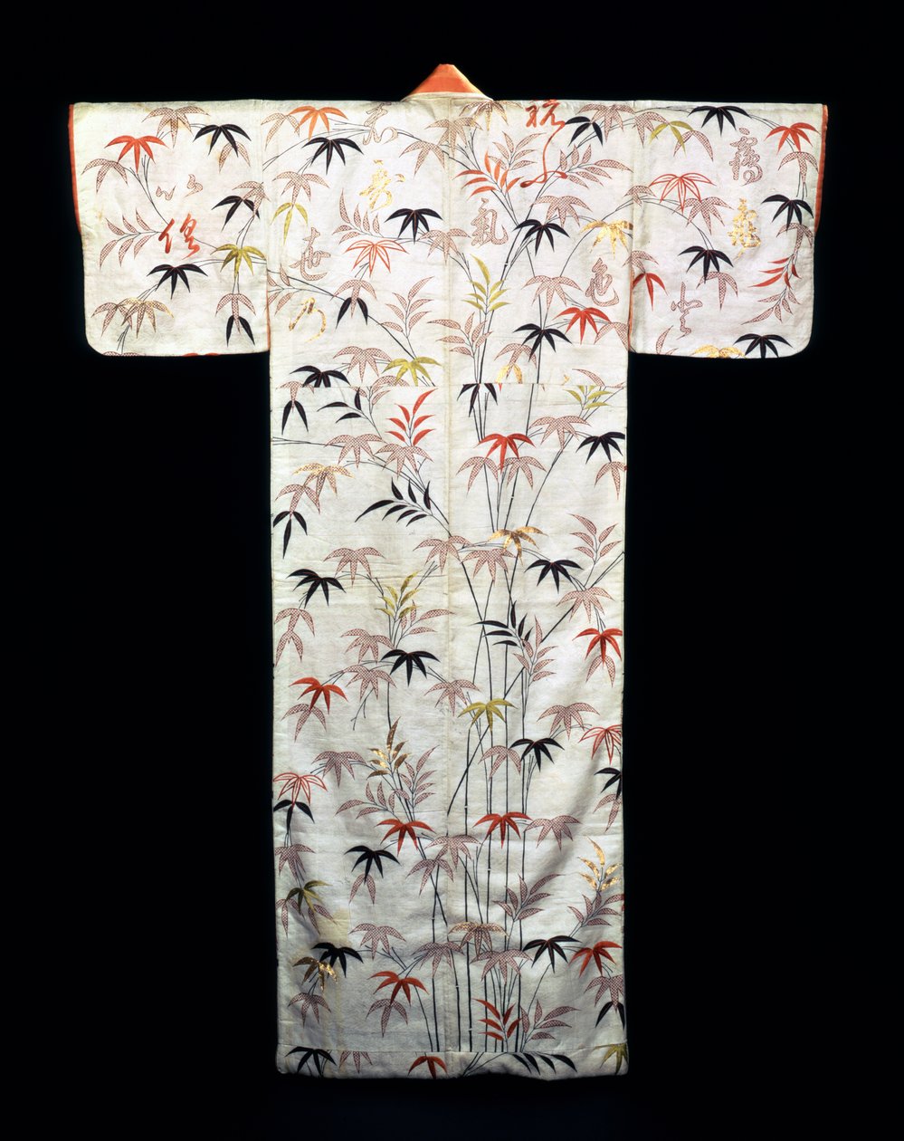 Vyšívané bílé saténové dámské kimono, japonské, období Edo, 1600-1867 od Unbekannt