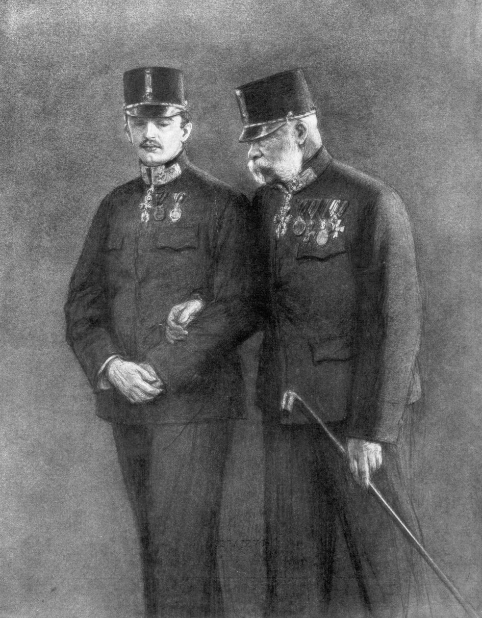 Rakouský císař František Josef I. a arcivévoda Karel Habsburský, 1926 od Unbekannt