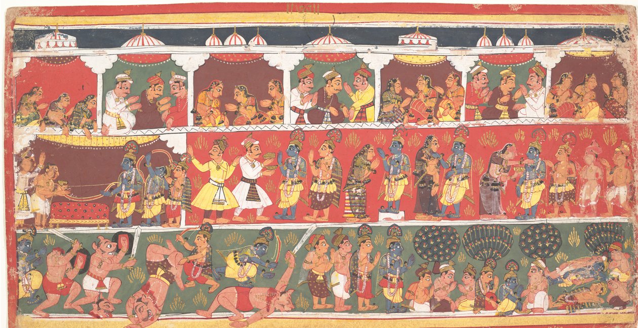 Setkání v Mathura: Stránka z rozptýlené Bhagavata Purana..., ca. 1700. od Unbekannt