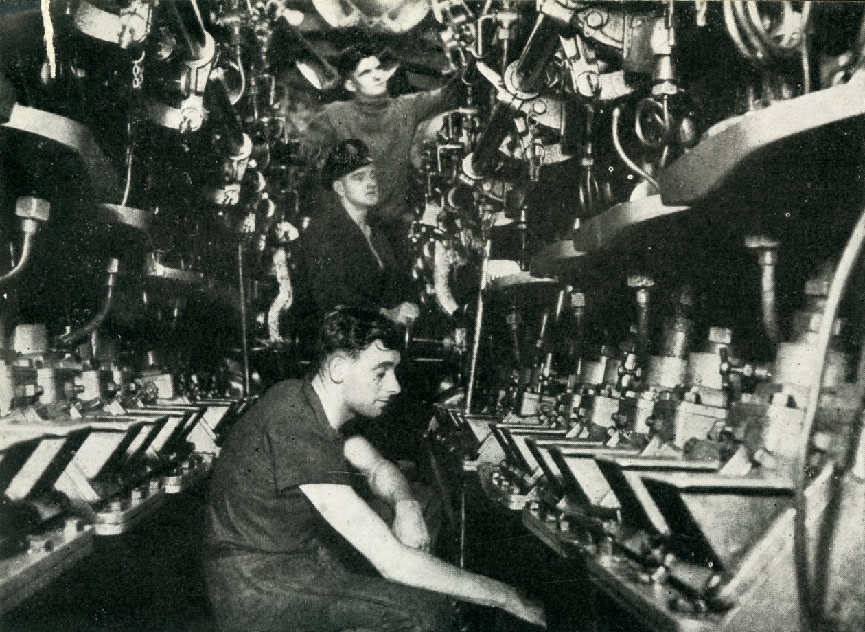 Strojovna britské ponorky, druhá světová válka, 1945. od Unbekannt