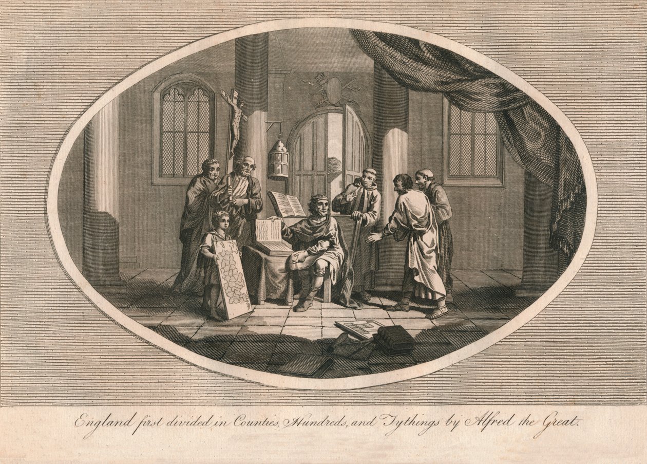 Anglie poprvé rozdělena na hrabství, stovky a tythingy Alfrédem Velikým, 80. léta 1793 od Unbekannt