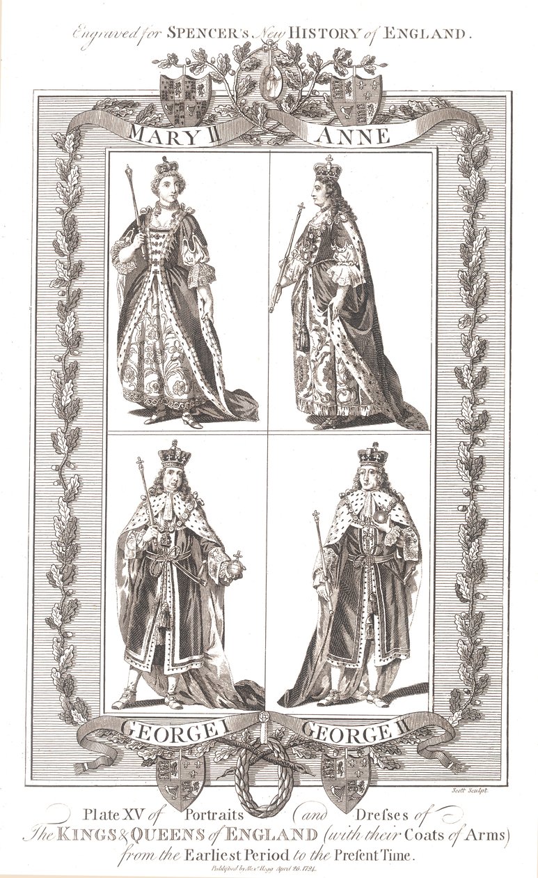 Angličtí králové a královny s erby, 1780-1800 od Unbekannt