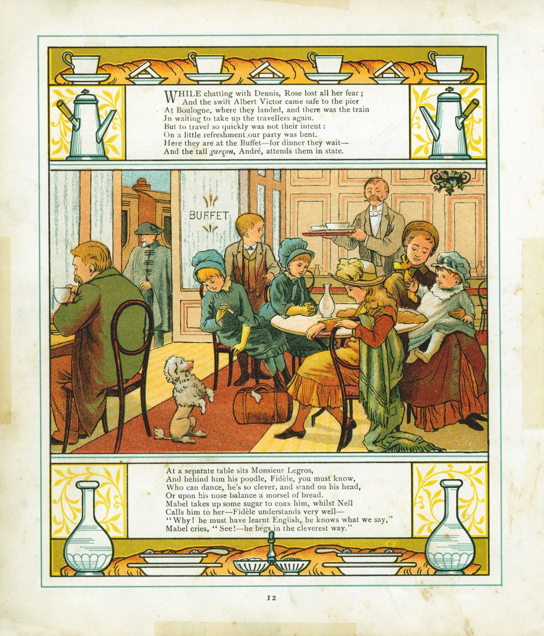Anglická rodina na jídle v nádražním bufetu v Boulogne, Francie, 1886 od Unbekannt