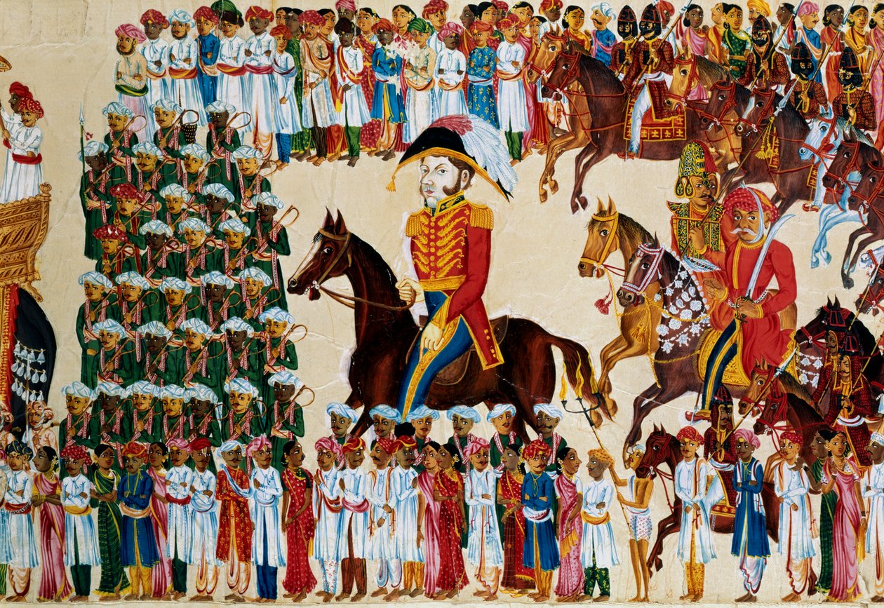 Anglický grande Východoindické společnosti jedoucí v indickém průvodu, 1825-1830 od Unbekannt
