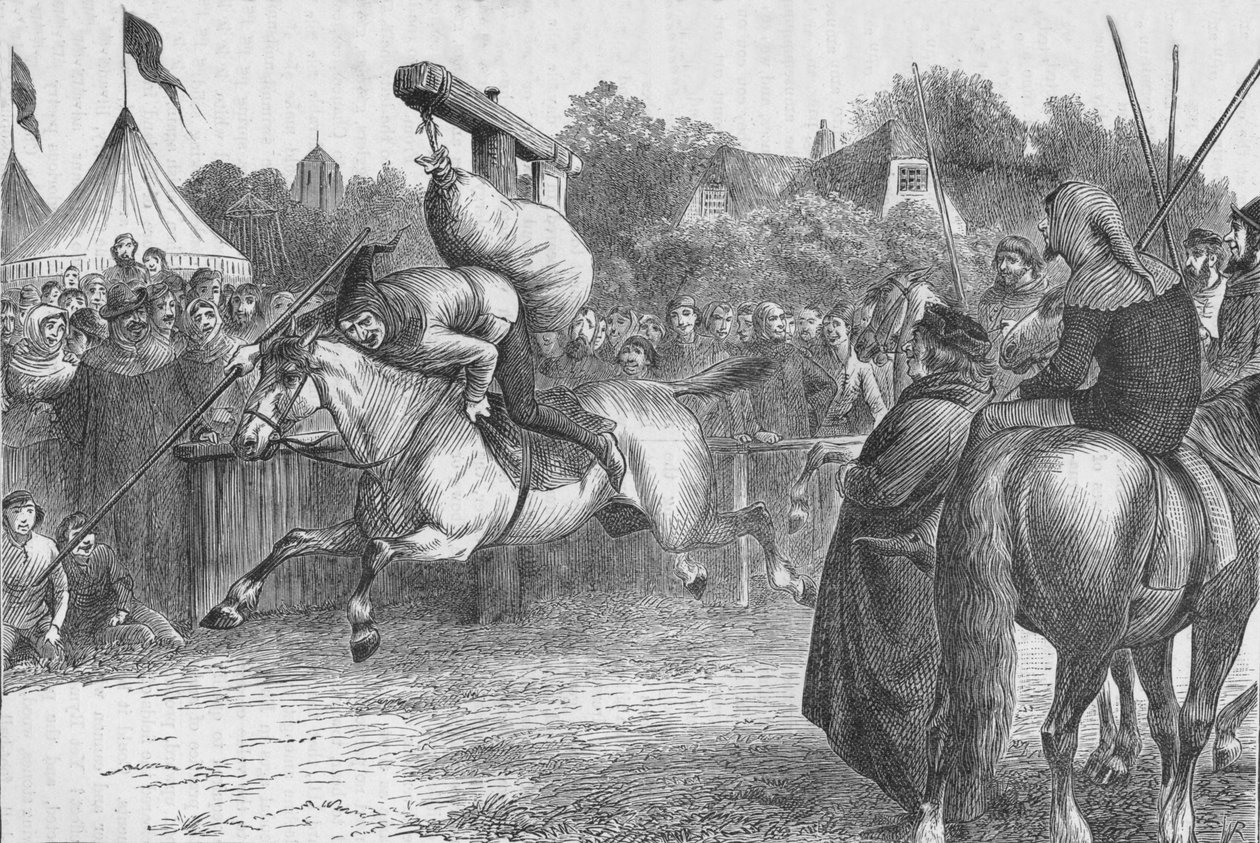Anglické veselí ve 14. století: naklánění na kvintáně, 1905. od Unbekannt