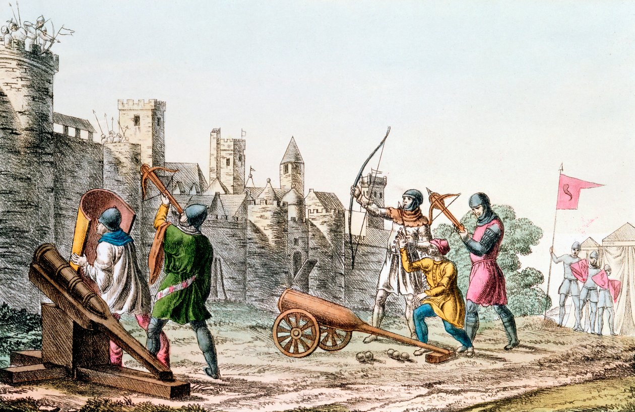 Anglické jednotky útočící na francouzské město, stoletá válka, 1337-1453 1830 od Unbekannt