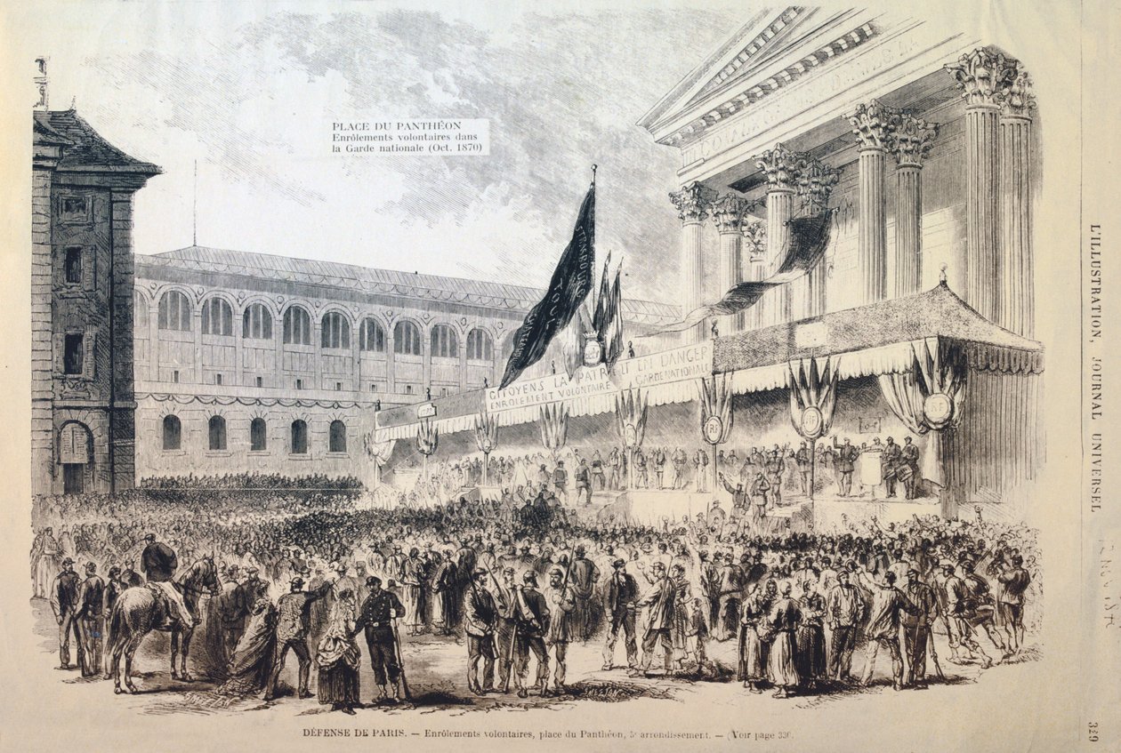 Zařazení dobrovolníků do Národní gardy, Place du Pantheon, Paříž, 1870-1871 od Unbekannt