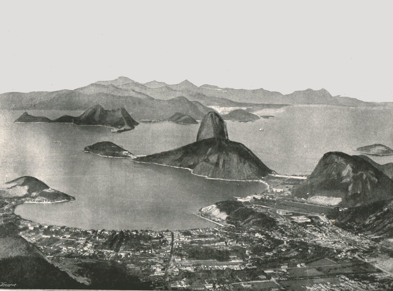 Vstup do zálivu z vrcholu Corcovado, Rio de Janeiro, Brazílie, 1895. od Unbekannt