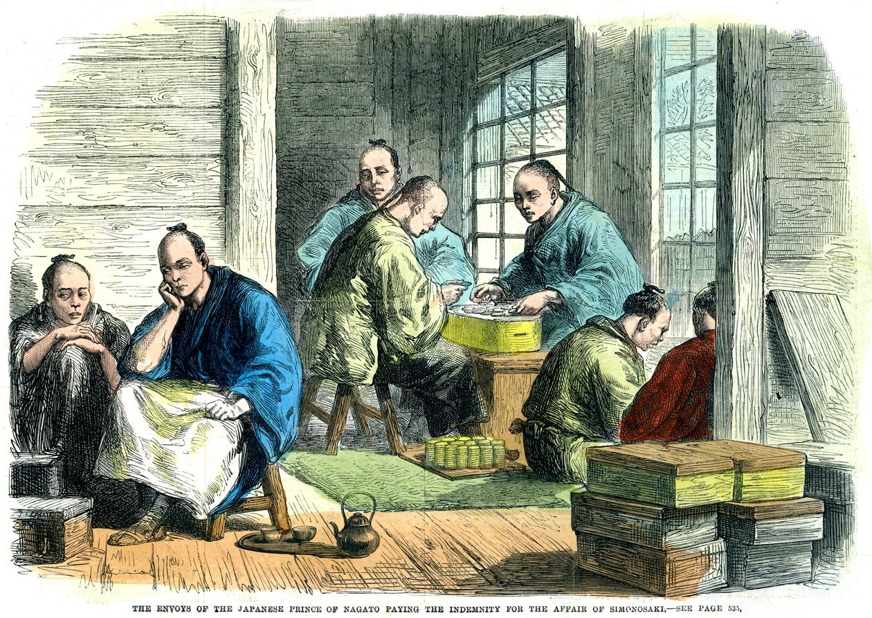 Vyslanci japonského prince z Nagata platící odškodnění za aféru Simonosaki, 1865 od Unbekannt