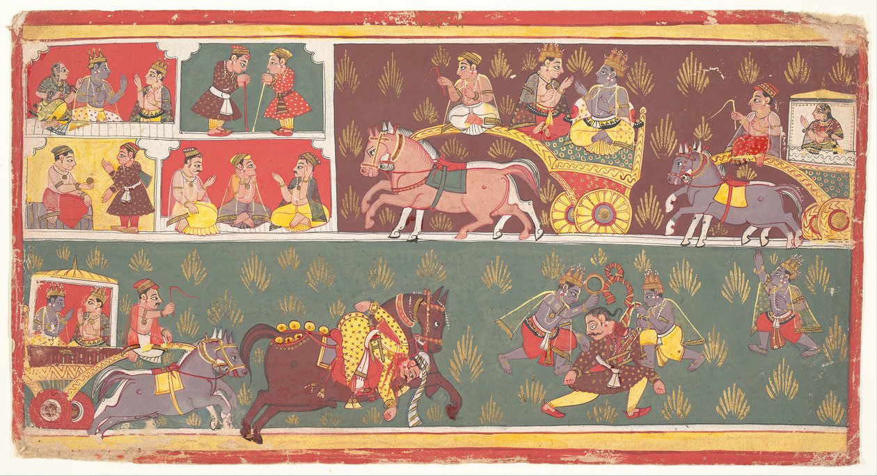 Epizody z Krišnova života: Folio z Bhagavata Purana Ancient Stories of Lord Vishnu, c1700. od Unbekannt