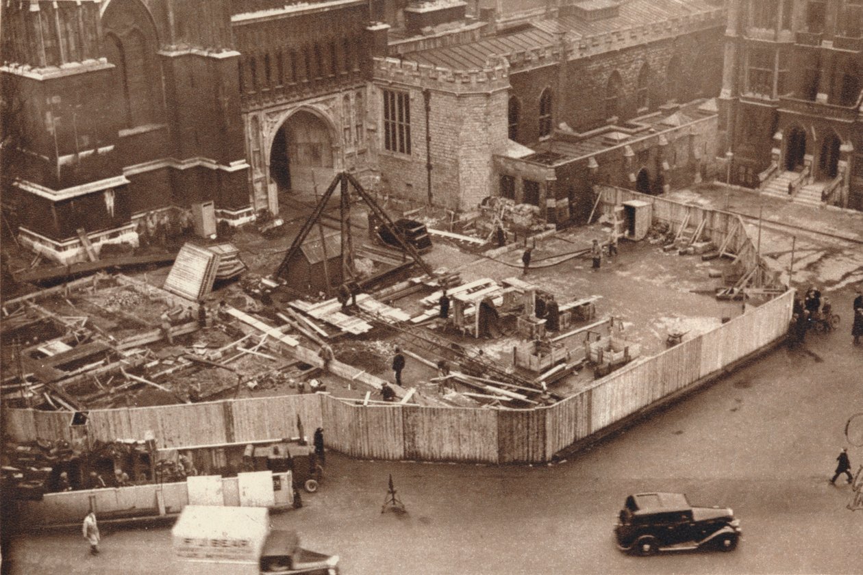 Postavení přístavby Westminsterského opatství před korunovací krále Jiřího VI., 1937 od Unbekannt