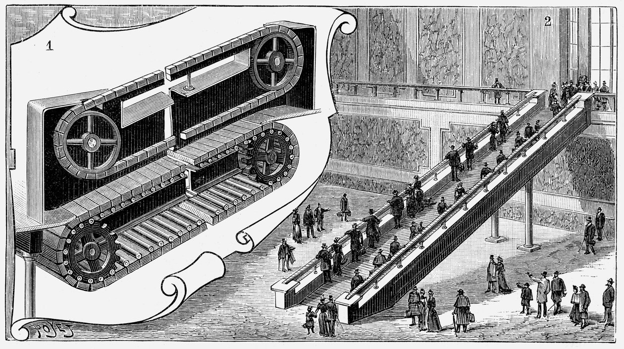 Eskalátor na nádraží Pennsylvania Railroad Companies Cortlandt Street Station, New York, 1893 od Unbekannt