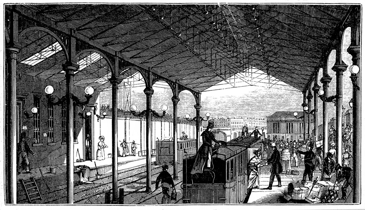 Euston Station, londýnská konečná stanice Londýna a Birminghamská železnice, 1840 od Unbekannt
