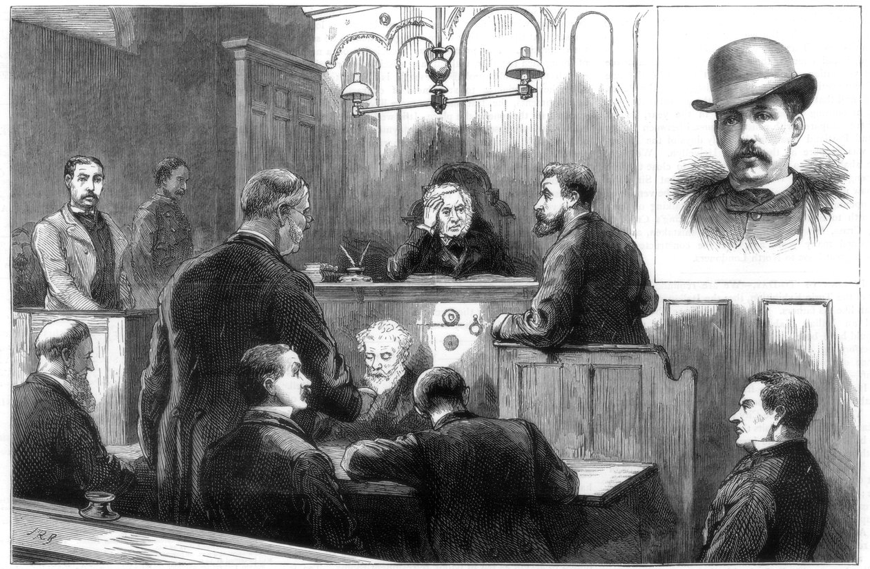 Výslech Johna Dalyho, alias Denmana, u policejního soudu v Birkenheadu, 1884 od Unbekannt