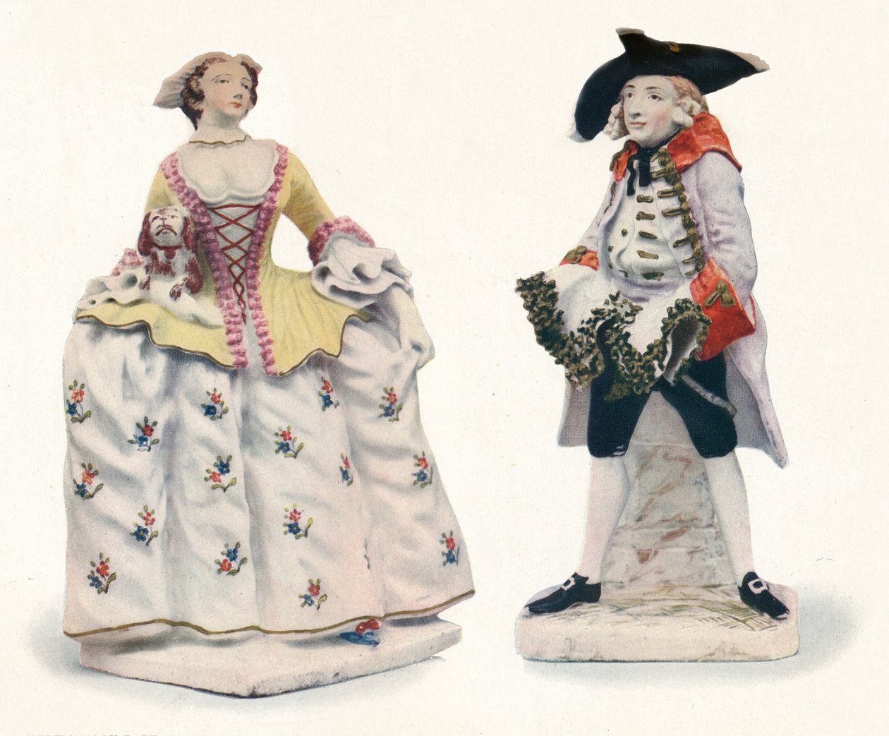 Výjimečně vzácné porcelánové figurky s mašlí zdobené v barvách, c1750 od Unbekannt