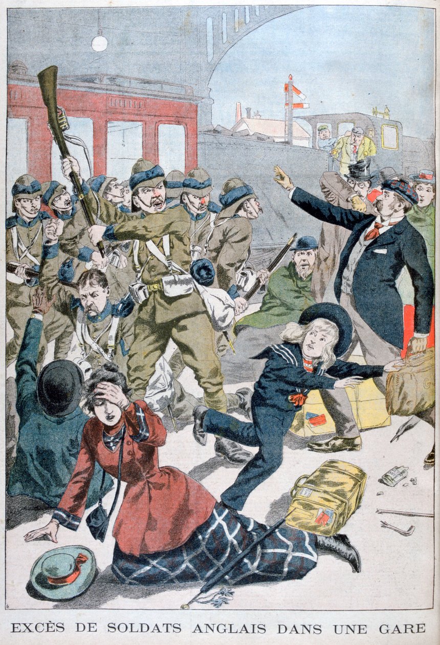 Excesy britských vojáků na železniční stanici, 1902 od Unbekannt