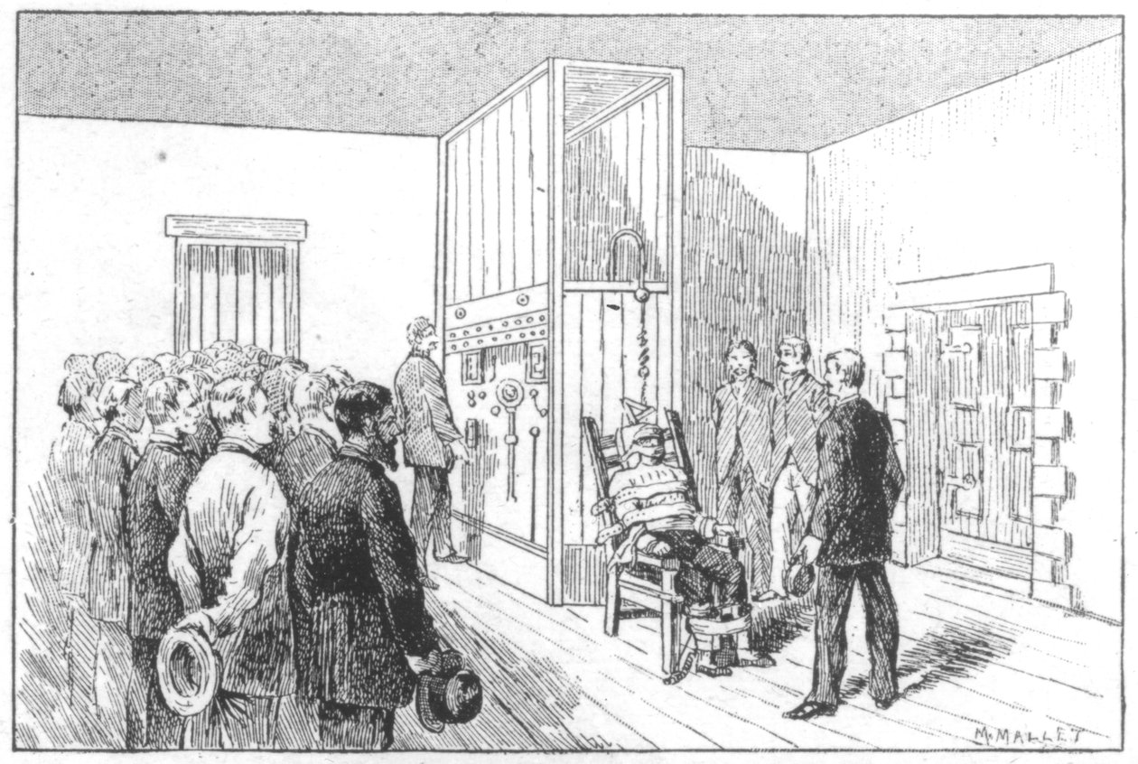 Poprava Kemmlera, prvního muže, který zemřel na elektrickém křesle, USA, 6. srpna 1890 od Unbekannt