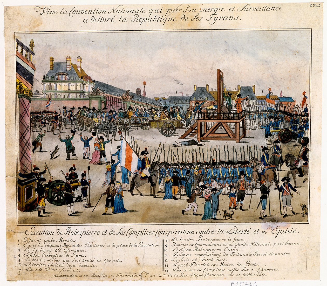 Poprava Robespierra a jeho kompliců, 1794 od Unbekannt