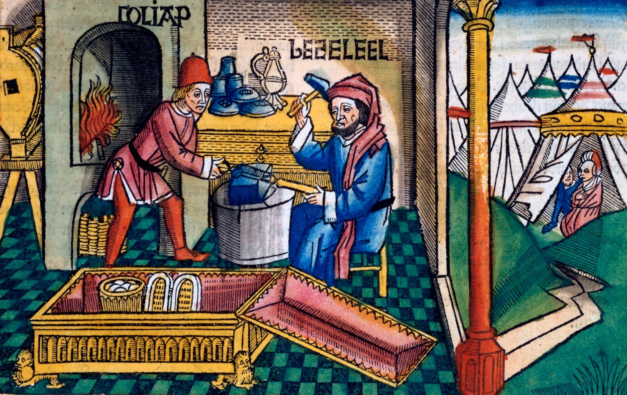 Exodus 31:2-8: Becalel a Aholiab vyrábějící archu smlouvy od Unbekannt