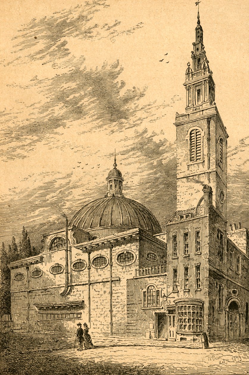 Exteriér St. Stephens, Walbrook, v roce 1700, 1897. od Unbekannt