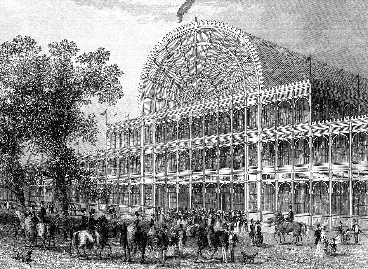 Exteriér severní transeptu Crystal Palace, Londýn, postavený pro Velkou výstavu, 1851 od Unbekannt