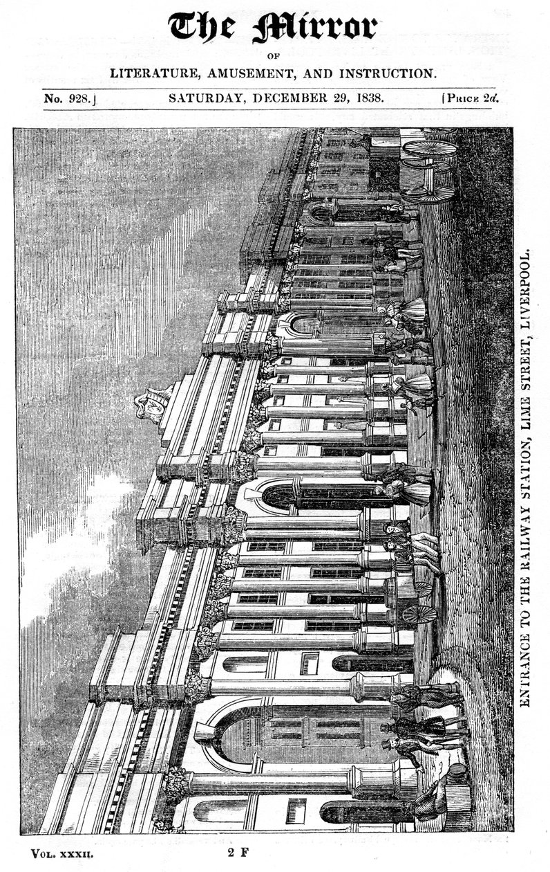 Fasáda stanice Lime Street, Liverpool, 1838 od Unbekannt