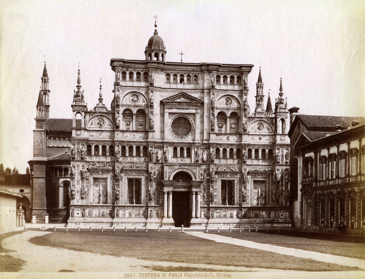 Fasáda, kostel Certosa di Pavia Charterhouse of Pavia Lombardie, severní Itálie, 1890 od Unbekannt