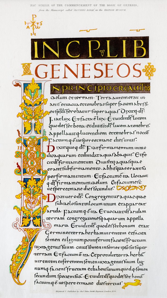 Faksimile zahájení Knihy Genesis, 1840 od Unbekannt