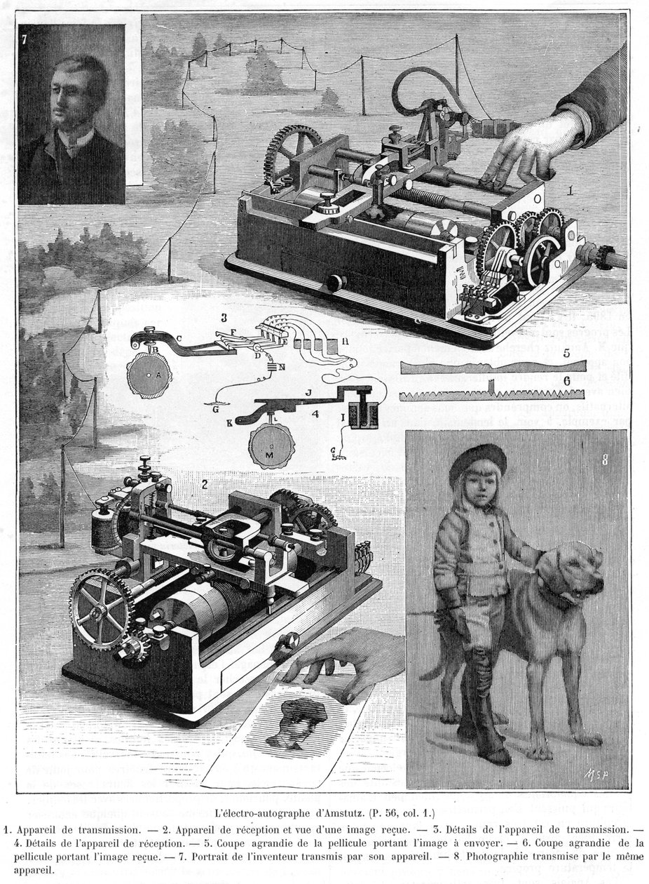 Faxový nebo kopírovací telegrafní systém od Amstutze z Clevelandu, Ohio, USA, 1896 od Unbekannt